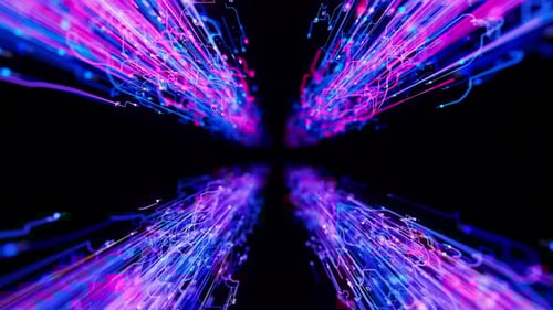 Big Data, flux de vitesse de la lumière, flux de données numériques abstraits, flux de données numériques abstraits de l'informatique quantique, cyberespace de Qubit