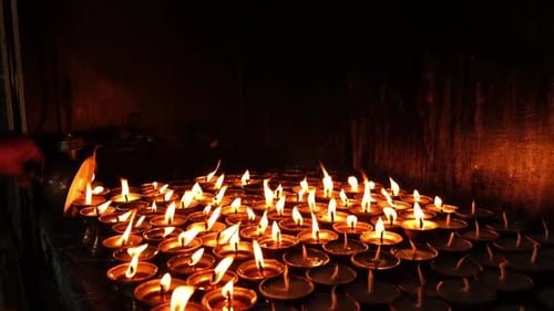 Candles At Temple Nepal