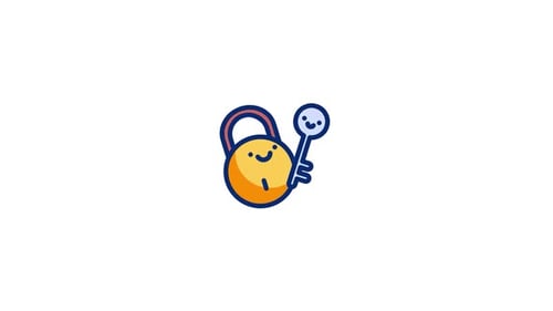 Animated Flat Design Padlock and Key Security Icon