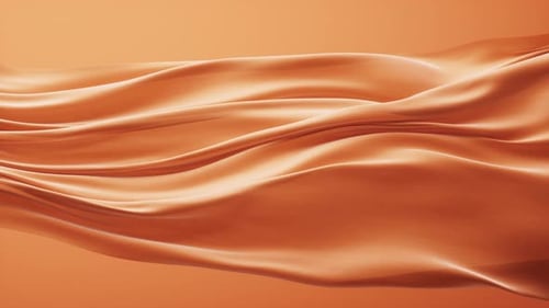 Flowing Orange Silk Fabric Abstract Motion Background