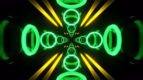 Yellow And Green Fluorescent Abstract Tunnel Background Vj Loop In 4K