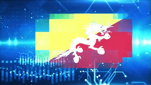Economy Background with Bhutan Flag and Graph