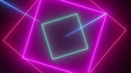 Design abstrait en néon vibrant avec des carrés lumineux