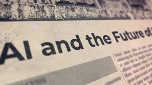 Retro Newspaper Headline Reveal with Glitch Effect