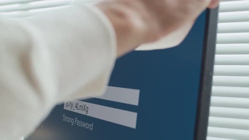 Password Security Note Glued to Computer Monitor