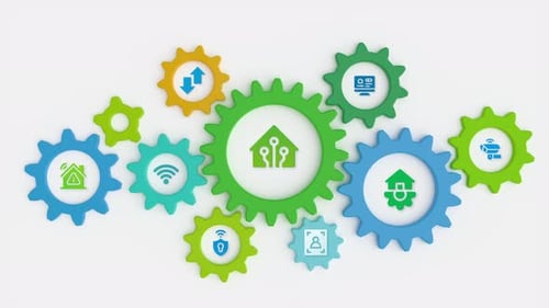 Smart Home Technology System Gears Working Together Animation