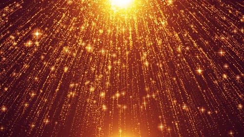 Golden Particle Rain and Glittering Stars Background