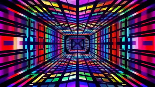 Rainbow Neon Geometric Light Tunnel Loop