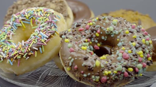 Delicious Donuts with Sprinkles and Chocolate Drizzle