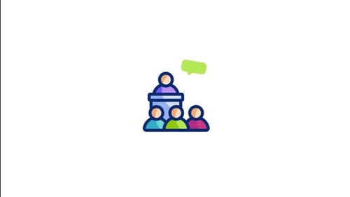 Animated Flat Design Speaker and Audience Icon