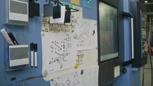 Planos de ensamblaje de detalles de maquinaria en fábrica