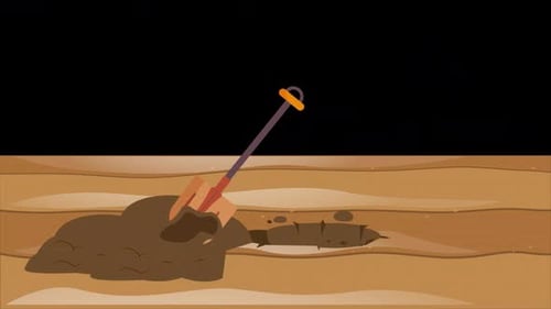 Digging The Soil With A Shovel On Alpha Channel