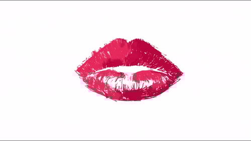 Animated lip print morphing loop on white background