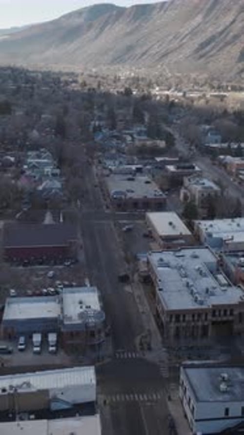 Vertical Aerial Push Forward Over Glenwood Springs Colorado