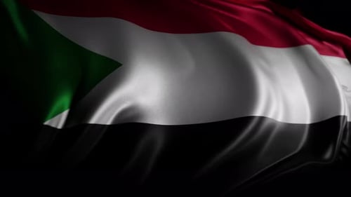 Waving Flag of Sudan Realistic Fabric Animation
