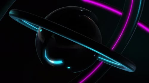 4K abstrakte nahtlose Schleife gerenderter Neonlichtkreise Blau-lila Neonlichtkreise abstrakt (3)