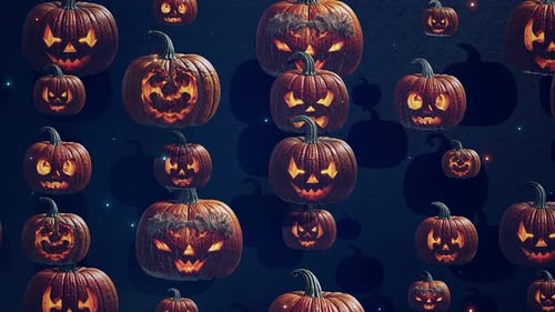 Gruselige Halloween-Kürbisse und funkelnde Sterne