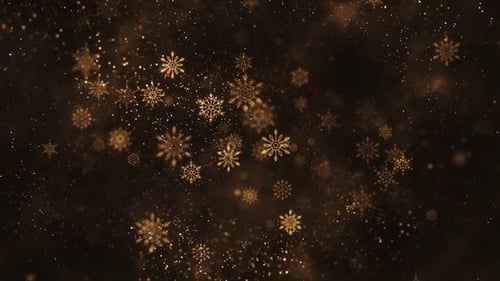Golden Glitter Snowflakes Falling Seamless Loop Background