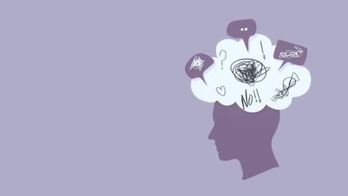 Animation Depicting Overthinking, Anxiety, and Emotional Distress with Copy Space.