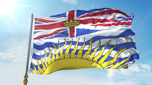 Waving British Columbia Flag with Realistic Wind Animation