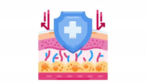 Animated Flat Design Skin Immune System Protection Icon