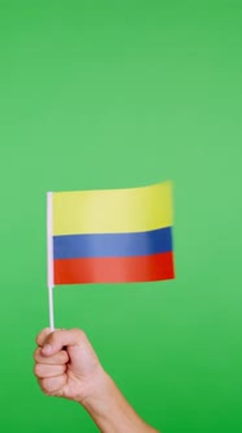 Arm Waving Flag in Front of Green Screen