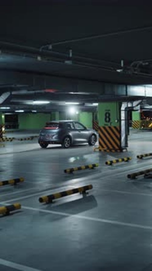 Car parked in an underground parking garage