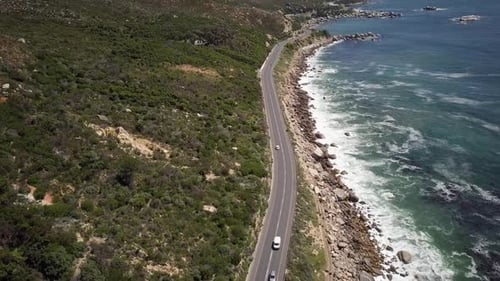 Highway On The Rocky Seacoast Of Camps Bay By The Mountains Of Twelve Apostles In Cape Town, South A
