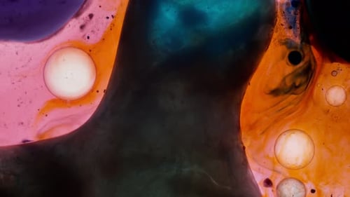 Liquid Texture with Organic Bubbles, vibrant Orange and Teal
