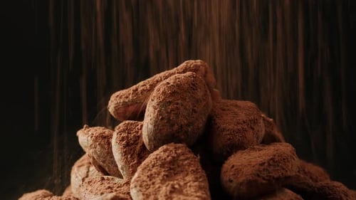 Chocolate Truffles Pile Coated with Cocoa Powder