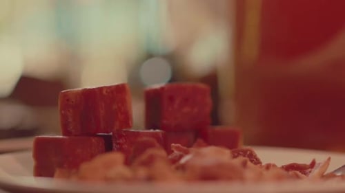 Stacked Thai Brown Sugar Cubes – Close-Up Food Footage Shot of Traditional Palm Sugar Cubes o