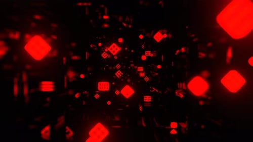 Roter fantastischer Raum mit Neonelementen im Hintergrund VJ Loop in 4K