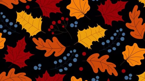 Animated Seamless Autumn Foliage Pattern Loop
