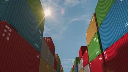 Cargo transport import export cargo containers in row endless