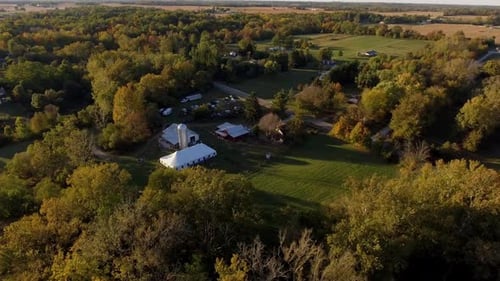 Aerial Shot of Tent in Rural Setting