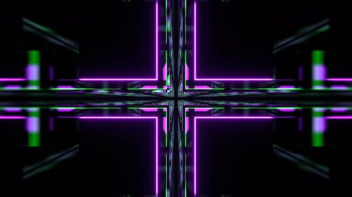 Purple And Green Abstract Square Neon Tunnel Background VJ Loop l 4K