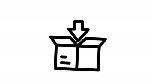 Animated Line Art Icon: Box with Down Arrow