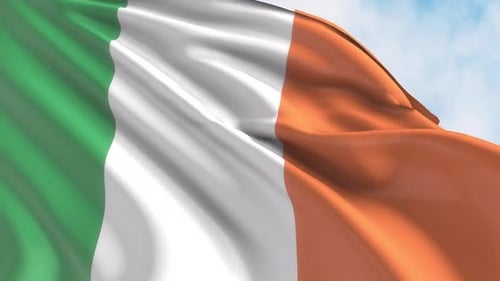 Waving Flag of Ireland Realistic Animation