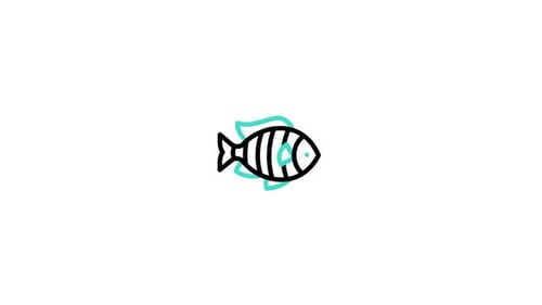 Animated Minimalist Line Art Fish Icon Swimming