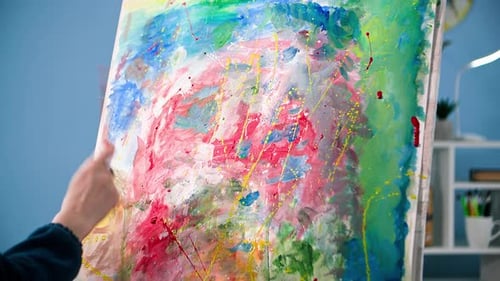 Adding Paint Splatter to Abstract Canvas Painting
