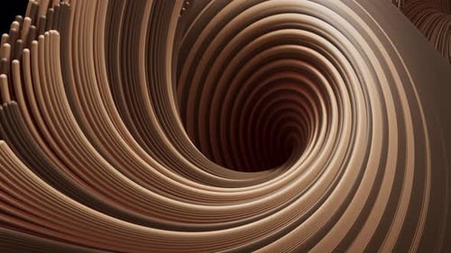 Une animation 3D de lignes bicolores formant un ornement qui remplit l'écran.