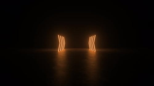 Glowing Neon Lights in Dark Room