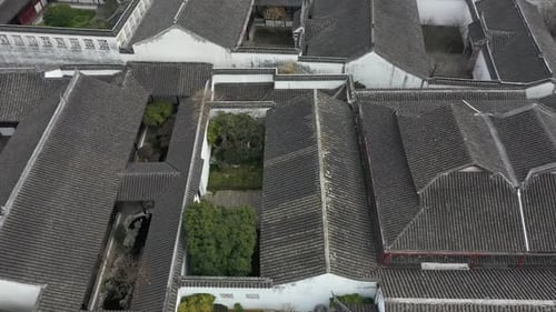 Aerial View of Urban Ancient Architecture and Street View Suzhou City Jiangsu Province China