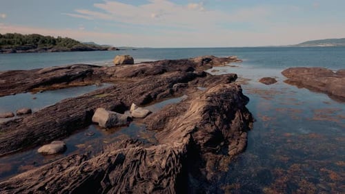 Volcanic Rocky Norway in Sunny Splendor Revealing Stone Textures in Nature