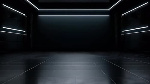 Futuristic Logo Reveal in Dark Studio with Glowing Lines