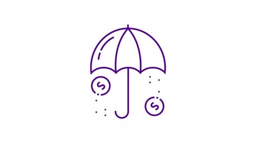 Umbrella Protecting Raining Money Flat Design Animation