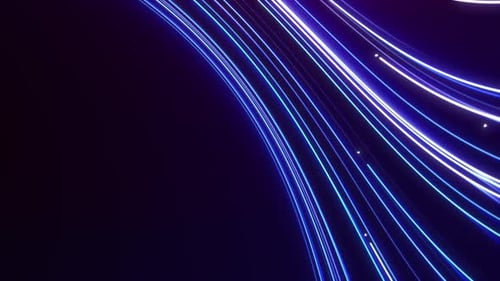 Digital data transfer in virtual network reality. Blue abstract flowing information structure