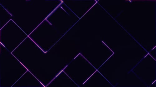 Pink Blue Neon Light Lines Square Shape Moving