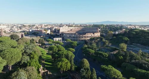Aerial View of Palatine Hill and Coliseum Rome Italy