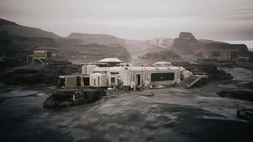 Futuristische Raumstation in der Wüste